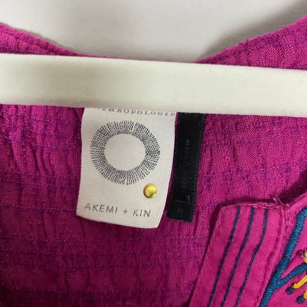 Akemi + Kin Anthropologie Vizela Embroidered Tank Top Womens Medium Boho Floral - Picture 5 of 7